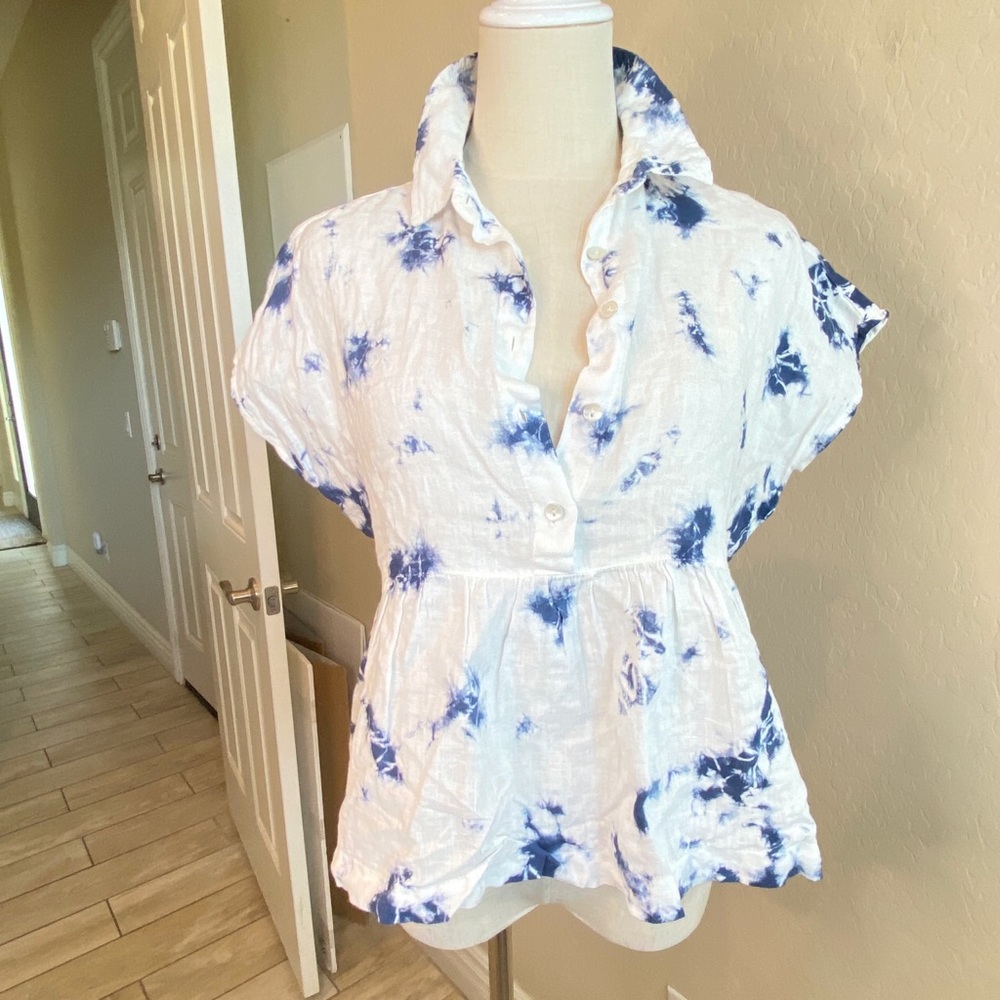 Rachel Zoe Tie Dye Babydoll Linen Top XS - Picture 3 of 8